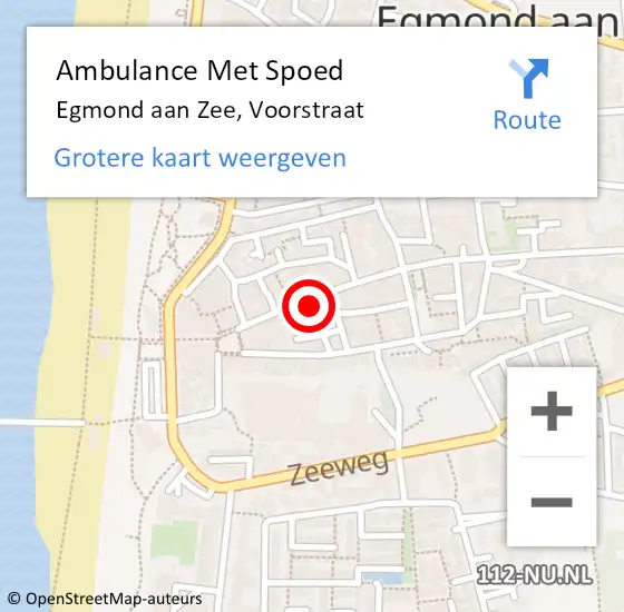 Locatie op kaart van de 112 melding: Ambulance Met Spoed Naar Egmond aan Zee, Voorstraat op 12 juli 2017 19:54