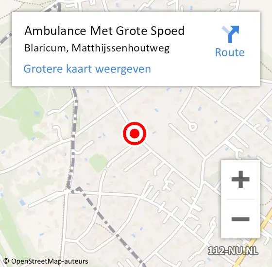 Locatie op kaart van de 112 melding: Ambulance Met Grote Spoed Naar Blaricum, Matthijssenhoutweg op 26 januari 2014 21:21