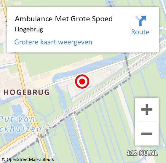 Locatie op kaart van de 112 melding: Ambulance Met Grote Spoed Naar Hogebrug op 12 juli 2017 20:14