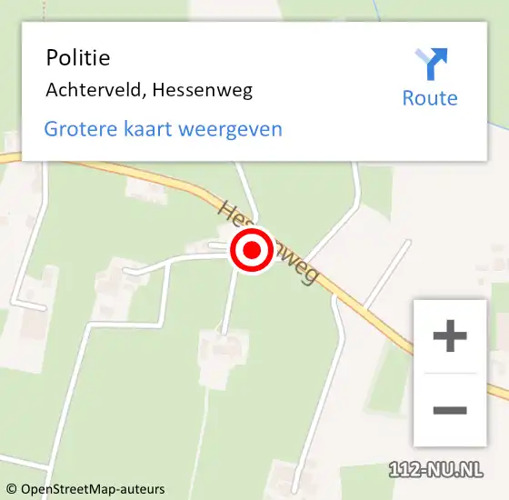 Locatie op kaart van de 112 melding: Politie Achterveld, Hessenweg op 12 juli 2017 20:16