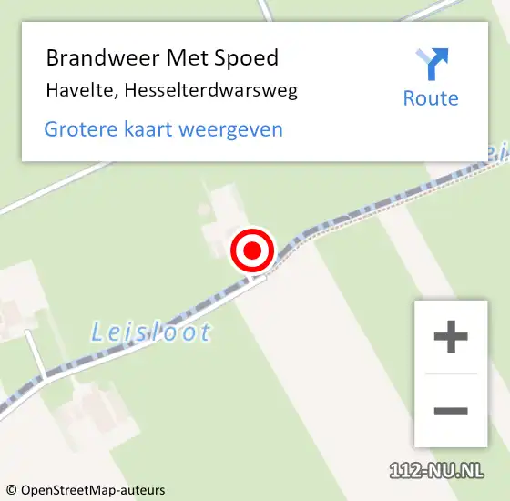 Locatie op kaart van de 112 melding: Brandweer Met Spoed Naar Havelte, Hesselterdwarsweg op 12 juli 2017 20:19