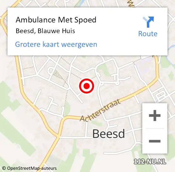 Locatie op kaart van de 112 melding: Ambulance Met Spoed Naar Beesd, Blauwe Huis op 12 juli 2017 20:42