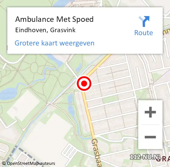 Locatie op kaart van de 112 melding: Ambulance Met Spoed Naar Eindhoven, Grasvink op 12 juli 2017 21:45