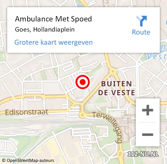 Locatie op kaart van de 112 melding: Ambulance Met Spoed Naar Goes, Hollandiaplein op 12 juli 2017 21:49