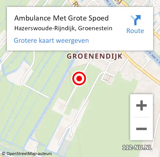 Locatie op kaart van de 112 melding: Ambulance Met Grote Spoed Naar Hazerswoude-Rijndijk, Groenestein op 12 juli 2017 22:26