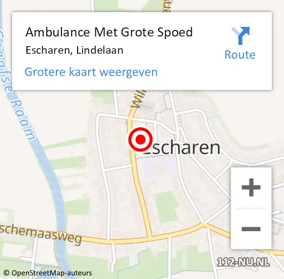 Locatie op kaart van de 112 melding: Ambulance Met Grote Spoed Naar Escharen, Lindelaan op 12 juli 2017 22:48