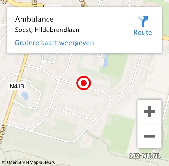 Locatie op kaart van de 112 melding: Ambulance Soest, Hildebrandlaan op 12 juli 2017 23:36