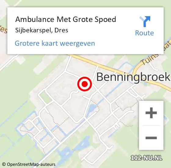 Locatie op kaart van de 112 melding: Ambulance Met Grote Spoed Naar Sijbekarspel, Dres op 13 juli 2017 02:00