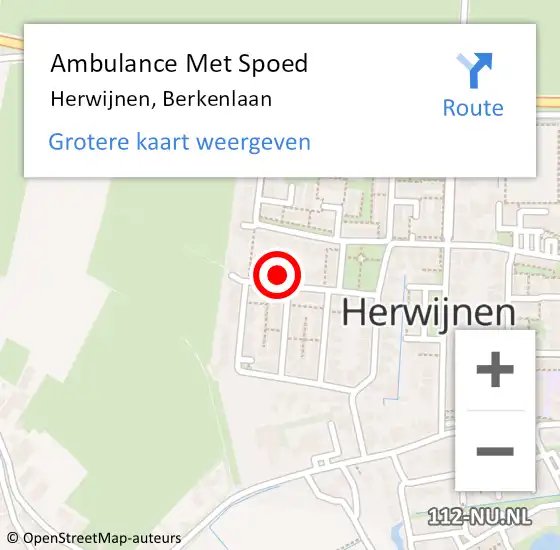 Locatie op kaart van de 112 melding: Ambulance Met Spoed Naar Herwijnen, Berkenlaan op 13 juli 2017 02:43