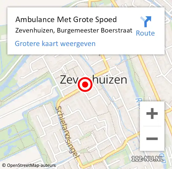 Locatie op kaart van de 112 melding: Ambulance Met Grote Spoed Naar Zevenhuizen, Burgemeester Boerstraat op 13 juli 2017 03:08