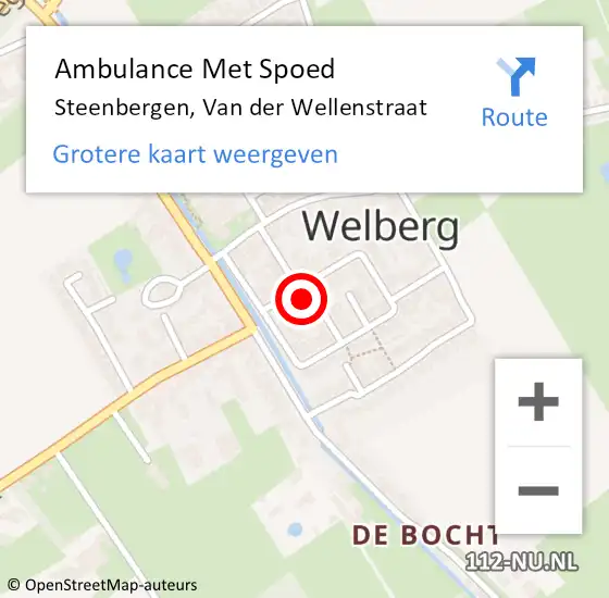 Locatie op kaart van de 112 melding: Ambulance Met Spoed Naar Steenbergen, Van der Wellenstraat op 13 juli 2017 04:00