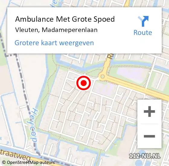 Locatie op kaart van de 112 melding: Ambulance Met Grote Spoed Naar Vleuten, Madameperenlaan op 13 juli 2017 04:27