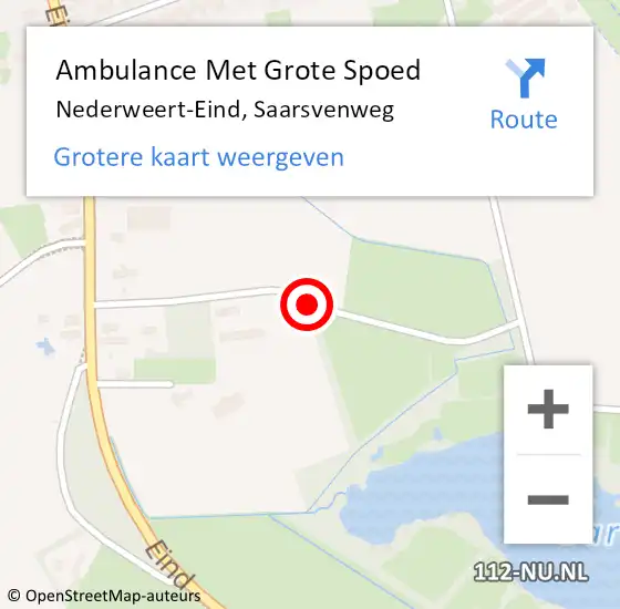 Locatie op kaart van de 112 melding: Ambulance Met Grote Spoed Naar Nederweert-Eind, Saarsvenweg op 13 juli 2017 05:07