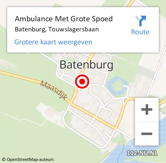 Locatie op kaart van de 112 melding: Ambulance Met Grote Spoed Naar Batenburg, Touwslagersbaan op 13 juli 2017 05:17