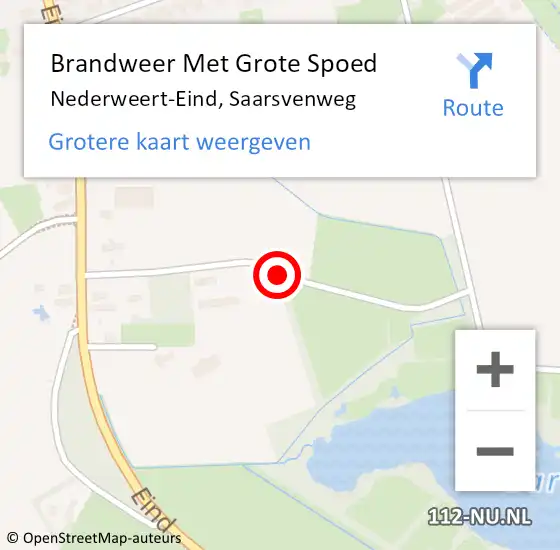 Locatie op kaart van de 112 melding: Brandweer Met Grote Spoed Naar Nederweert-Eind, Saarsvenweg op 13 juli 2017 05:21