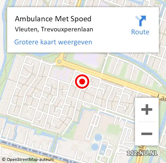 Locatie op kaart van de 112 melding: Ambulance Met Spoed Naar Vleuten, Trevouxperenlaan op 13 juli 2017 06:32