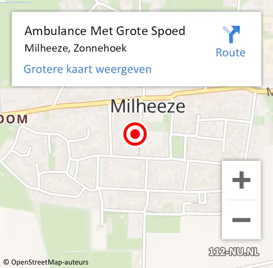 Locatie op kaart van de 112 melding: Ambulance Met Grote Spoed Naar Milheeze, Zonnehoek op 13 juli 2017 06:54