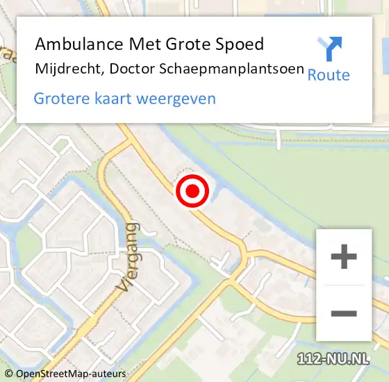 Locatie op kaart van de 112 melding: Ambulance Met Grote Spoed Naar Mijdrecht, Doctor Schaepmanplantsoen op 13 juli 2017 07:18