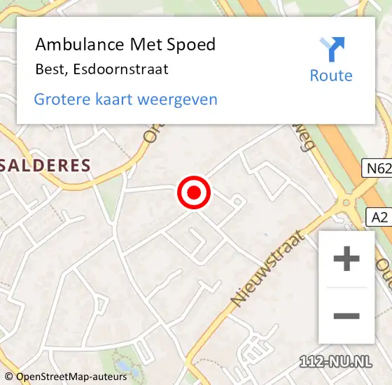 Locatie op kaart van de 112 melding: Ambulance Met Spoed Naar Best, Esdoornstraat op 13 juli 2017 07:53