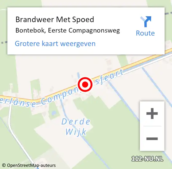 Locatie op kaart van de 112 melding: Brandweer Met Spoed Naar Bontebok, Eerste Compagnonsweg op 13 juli 2017 07:59