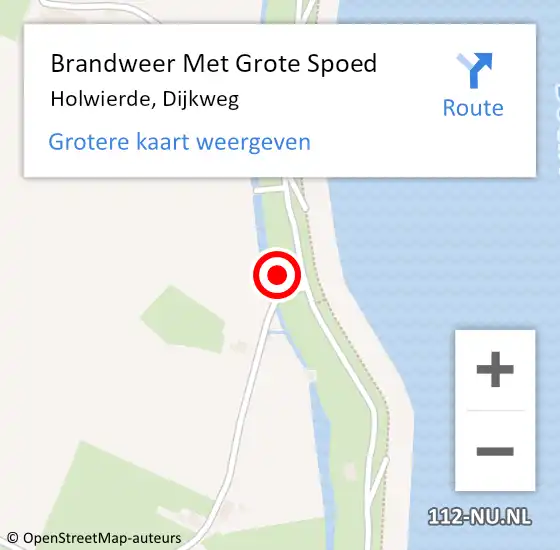 Locatie op kaart van de 112 melding: Brandweer Met Grote Spoed Naar Holwierde, Dijkweg op 13 juli 2017 08:25