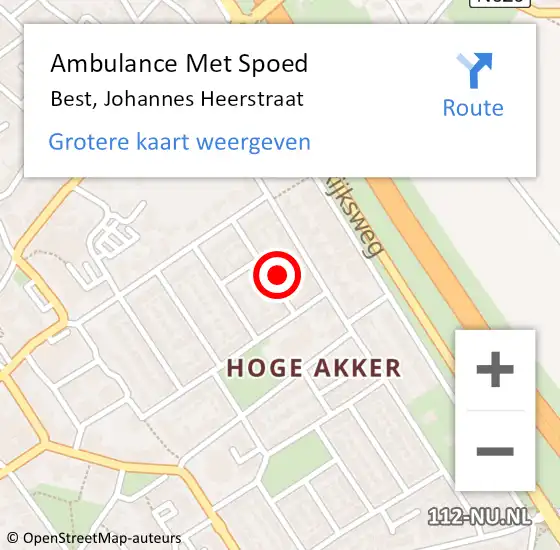 Locatie op kaart van de 112 melding: Ambulance Met Spoed Naar Best, Johannes Heerstraat op 13 juli 2017 08:29