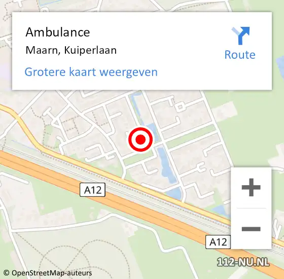 Locatie op kaart van de 112 melding: Ambulance Maarn, Kuiperlaan op 13 juli 2017 08:47