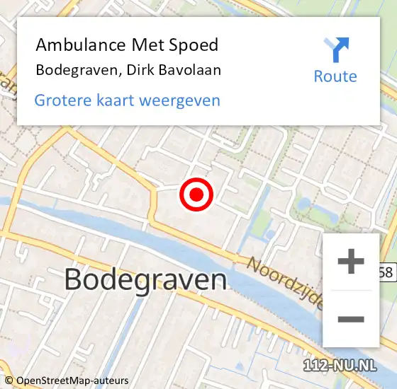 Locatie op kaart van de 112 melding: Ambulance Met Spoed Naar Bodegraven, Dirk Bavolaan op 13 juli 2017 09:55