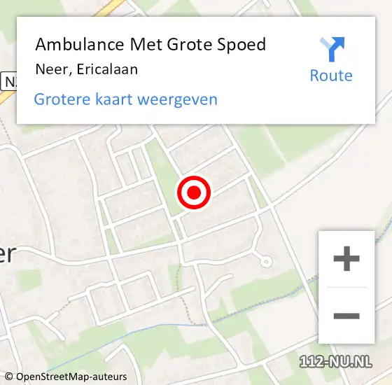 Locatie op kaart van de 112 melding: Ambulance Met Grote Spoed Naar Neer, Ericalaan op 13 juli 2017 09:57