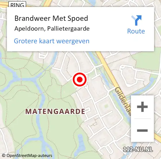 Locatie op kaart van de 112 melding: Brandweer Met Spoed Naar Apeldoorn, Pallietergaarde op 13 juli 2017 10:18