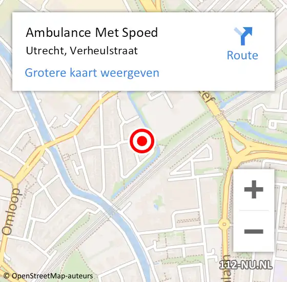 Locatie op kaart van de 112 melding: Ambulance Met Spoed Naar Utrecht, Verheulstraat op 13 juli 2017 10:38