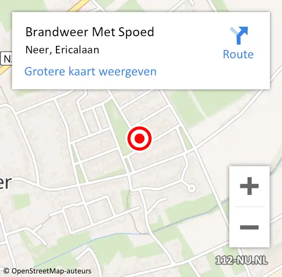 Locatie op kaart van de 112 melding: Brandweer Met Spoed Naar Neer, Ericalaan op 13 juli 2017 10:42