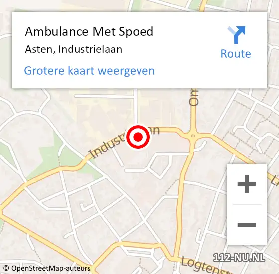 Locatie op kaart van de 112 melding: Ambulance Met Spoed Naar Asten, Industrielaan op 13 juli 2017 10:58