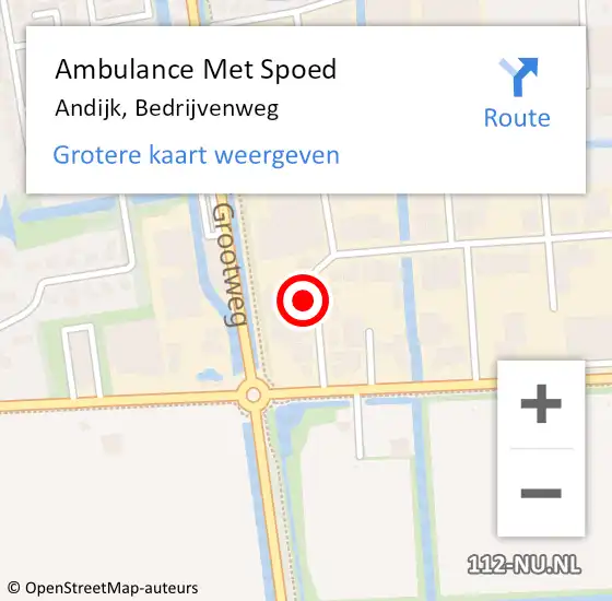 Locatie op kaart van de 112 melding: Ambulance Met Spoed Naar Andijk, Bedrijvenweg op 13 juli 2017 11:06