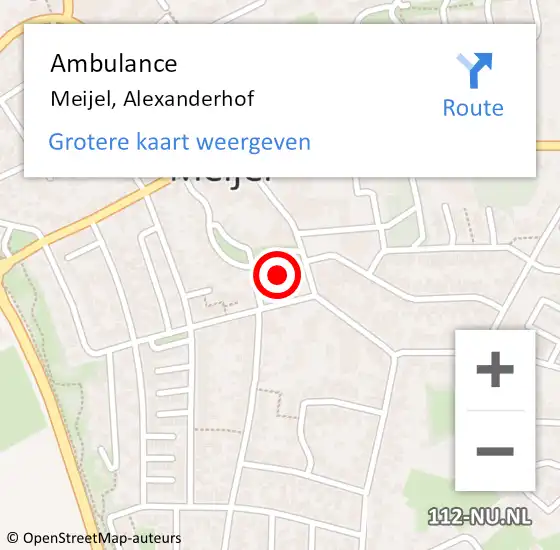 Locatie op kaart van de 112 melding: Ambulance Meijel, Alexanderhof op 13 juli 2017 11:57