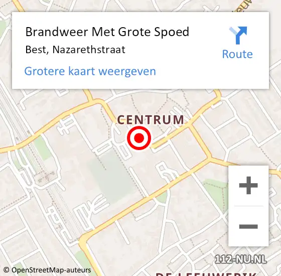 Locatie op kaart van de 112 melding: Brandweer Met Grote Spoed Naar Best, Nazarethstraat op 13 juli 2017 12:25