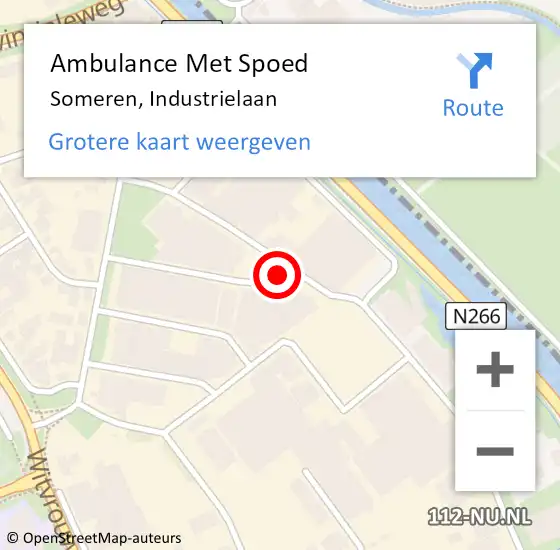 Locatie op kaart van de 112 melding: Ambulance Met Spoed Naar Someren, Industrielaan op 13 juli 2017 13:12