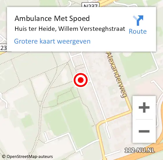 Locatie op kaart van de 112 melding: Ambulance Met Spoed Naar Huis ter Heide, Willem Versteeghstraat op 13 juli 2017 13:21