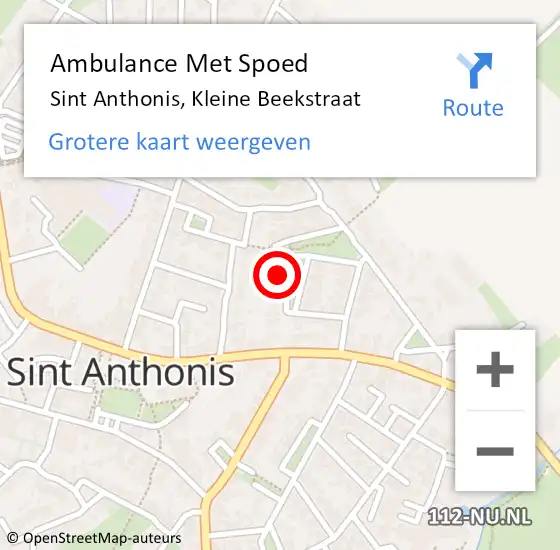 Locatie op kaart van de 112 melding: Ambulance Met Spoed Naar Sint Anthonis, Kleine Beekstraat op 13 juli 2017 13:29