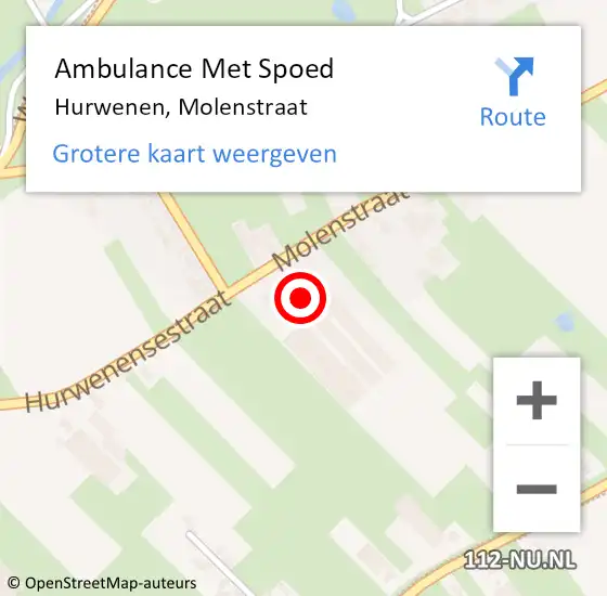 Locatie op kaart van de 112 melding: Ambulance Met Spoed Naar Hurwenen, Molenstraat op 13 juli 2017 14:35