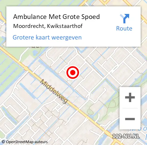 Locatie op kaart van de 112 melding: Ambulance Met Grote Spoed Naar Moordrecht, Kwikstaarthof op 13 juli 2017 14:50