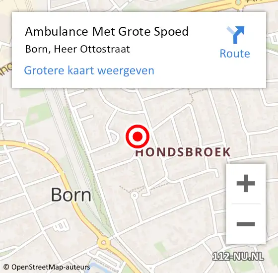 Locatie op kaart van de 112 melding: Ambulance Met Grote Spoed Naar Born, Heer Ottostraat op 26 januari 2014 23:31