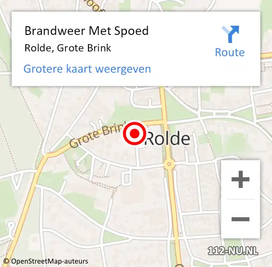 Locatie op kaart van de 112 melding: Brandweer Met Spoed Naar Rolde, Grote Brink op 13 juli 2017 17:30