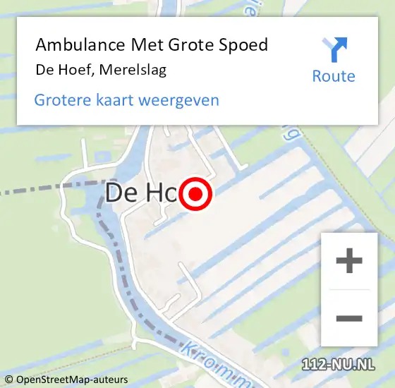 Locatie op kaart van de 112 melding: Ambulance Met Grote Spoed Naar De Hoef, Merelslag op 13 juli 2017 17:37