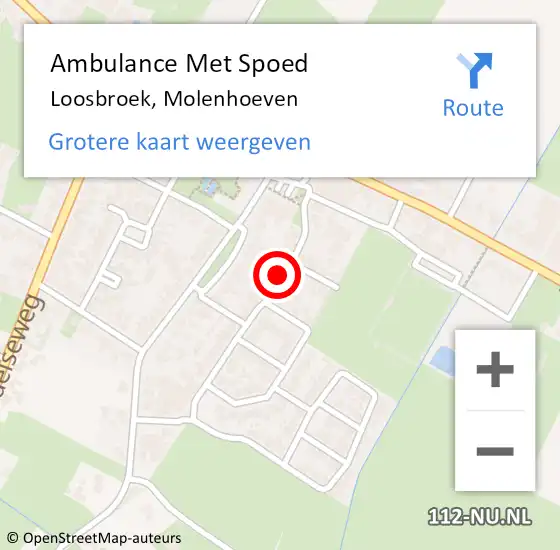 Locatie op kaart van de 112 melding: Ambulance Met Spoed Naar Loosbroek, Molenhoeven op 13 juli 2017 18:52