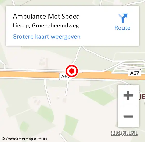 Locatie op kaart van de 112 melding: Ambulance Met Spoed Naar Lierop, Groenebeemdweg op 13 juli 2017 18:52