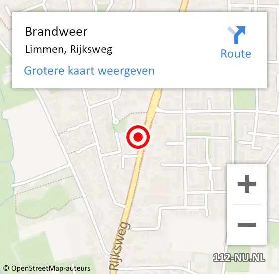 Locatie op kaart van de 112 melding: Brandweer Limmen, Rijksweg op 20 september 2013 14:09