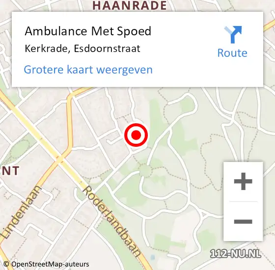 Locatie op kaart van de 112 melding: Ambulance Met Spoed Naar Kerkrade, Esdoornstraat op 27 januari 2014 00:01