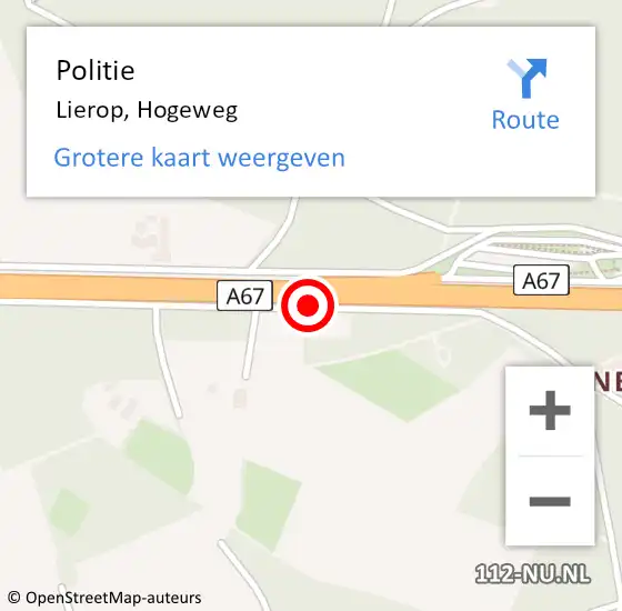 Locatie op kaart van de 112 melding: Politie Lierop, Hogeweg op 13 juli 2017 19:16