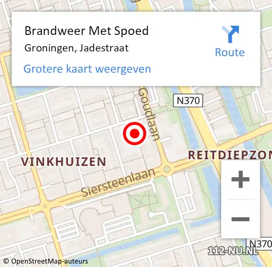 Locatie op kaart van de 112 melding: Brandweer Met Spoed Naar Groningen, Jadestraat op 13 juli 2017 19:22